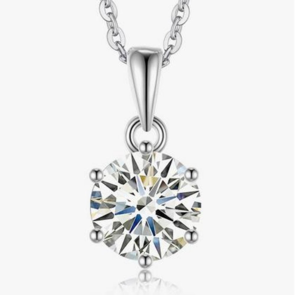 Certified 5ct. t.w. Moissanite Diamond Solitaire Necklace NEW - Picture 3 of 12